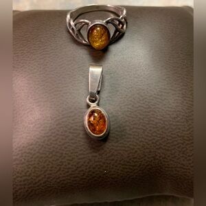 🔆 Amber Ring and Pendant Set